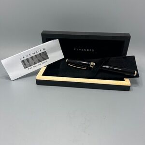 Levenger True Writer Select Fountain Pen - Black Resin With Gold Trim